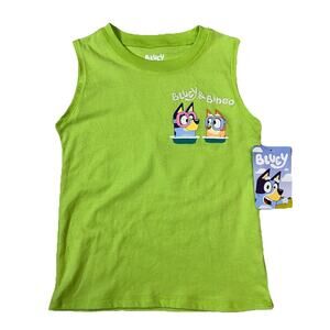Bluey Toddler Green Boy Tank Top with Front and Back Graphics 5T Dogs Cute